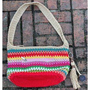 The Sak Crocheted Rainbow Shoulder Bag w/ Tassel Charm